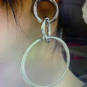 Silver metal double hoops